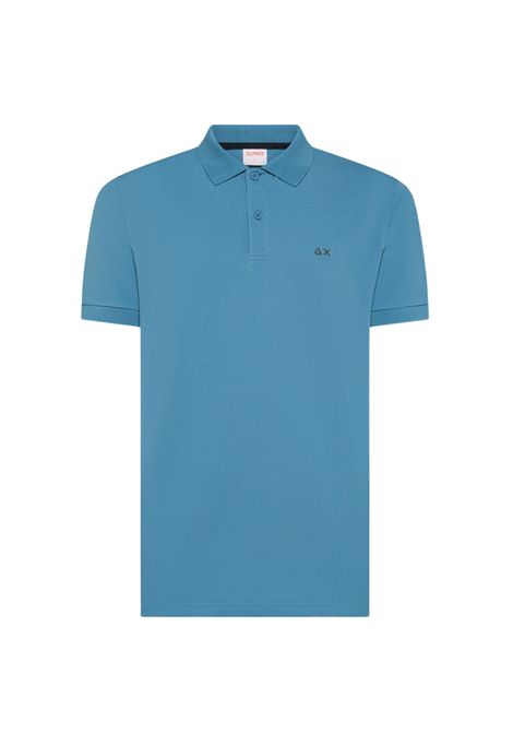 Polo in cotone blu avio con ricamo logo SUN68 | A3610956