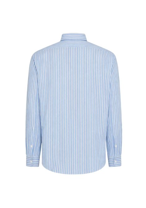 Camicia in lino a righe azzurro/bianco SUN68 | S361100501