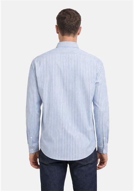 Camicia in lino a righe azzurro/bianco SUN68 | S361100501