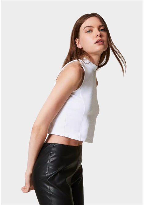 Top smanicato con collo alto in cotone interlock TWINSET | 251AP214100840