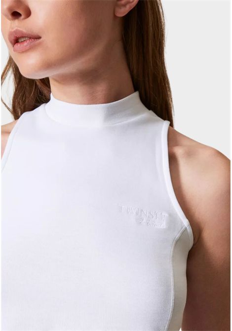 Top smanicato con collo alto in cotone interlock TWINSET | 251AP214100840