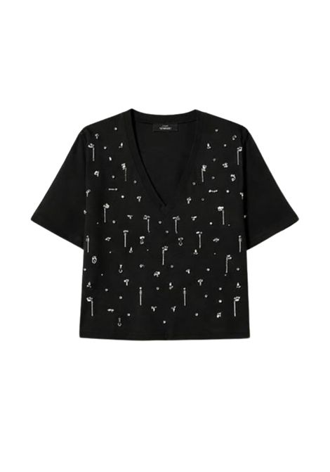 T-shirt cropped con ricami TWINSET | 251AP222300006