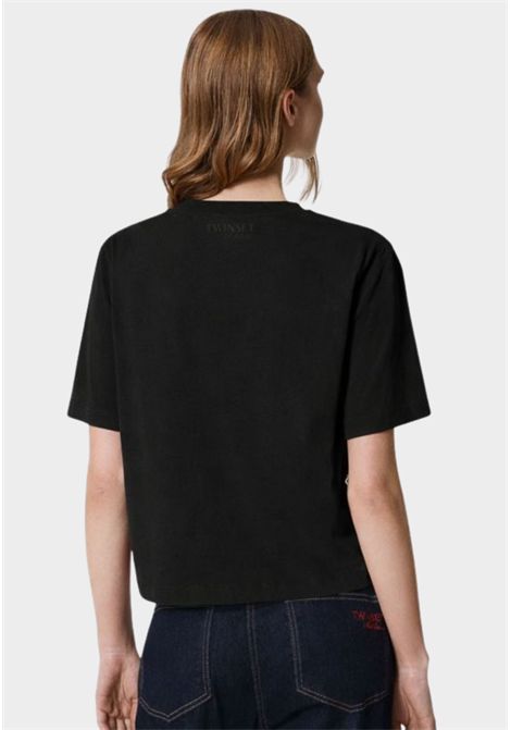 T-shirt cropped con ricami TWINSET | 251AP222300006