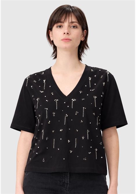 T-shirt cropped con ricami TWINSET | 251AP222300006