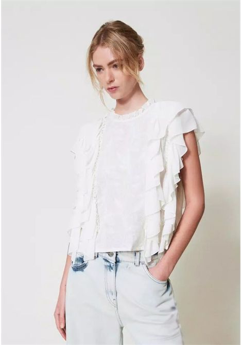 Blusa in mussola con volant e ricamo  Actitude TWINSET | 251AP249000632