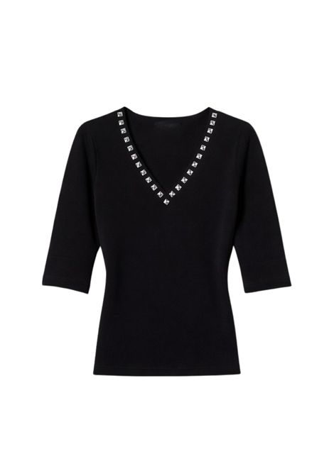 Maglia fitted con strass allo scollo - Actitude TWINSET | 251AP306500006