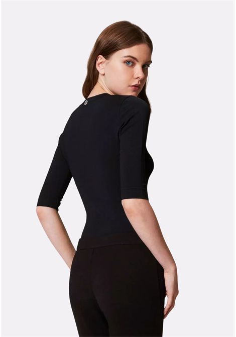 Maglia fitted con strass allo scollo - Actitude TWINSET | 251AP306500006