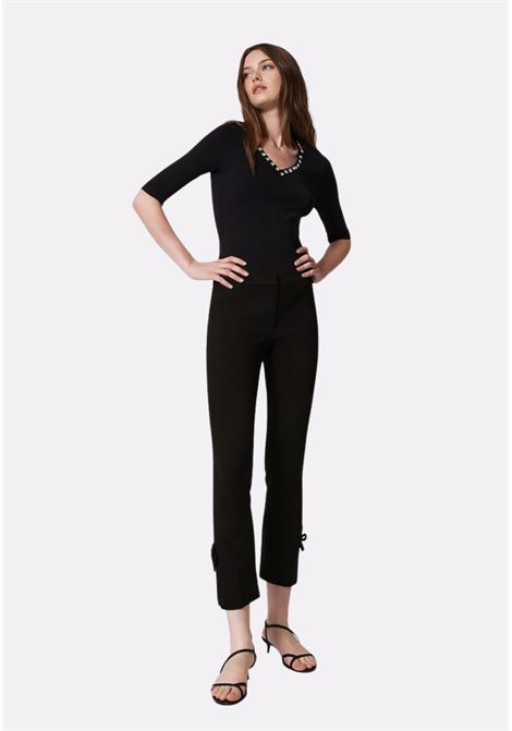 Maglia fitted con strass allo scollo - Actitude TWINSET | 251AP306500006