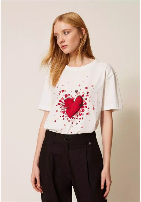 T-shirt con stampa e strass Actitude TWINSET | 261AP216413294