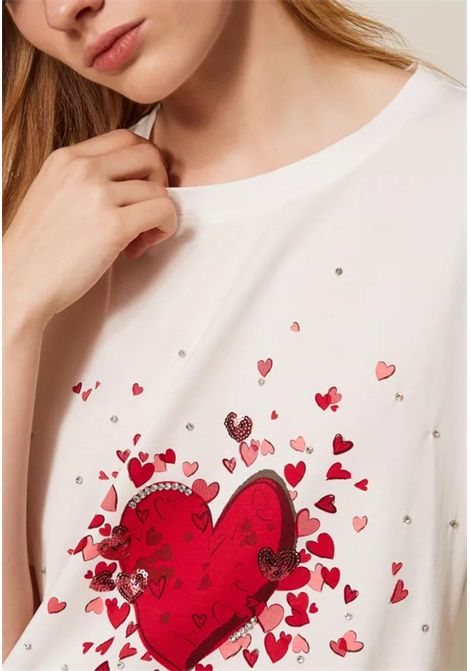 T-shirt con stampa e strass Actitude TWINSET | 261AP216413294