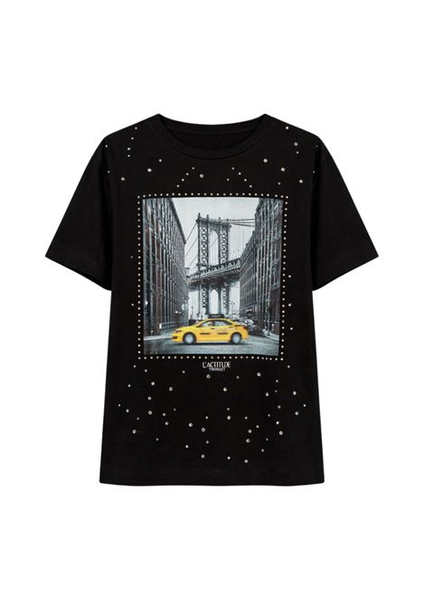 T-shirt con stampa e strass Actitude TWINSET | 261AP216413295