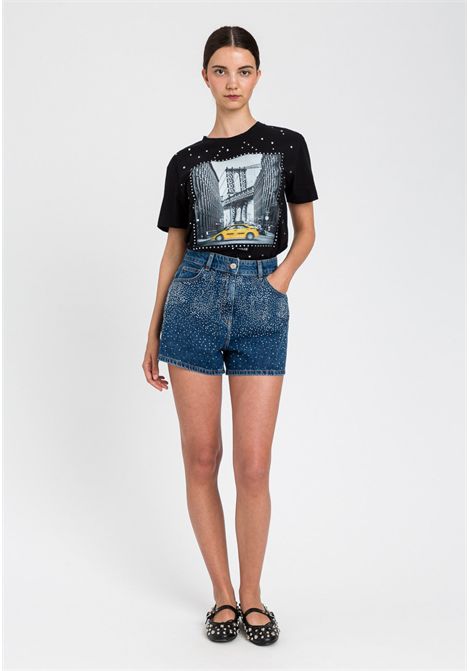 T-shirt con stampa e strass Actitude TWINSET | 261AP216413295