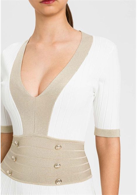 Abito bianco in maglia con lurex TWINSET | 261AP311013236