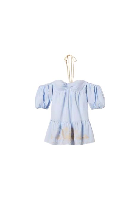 Abito corto off-shoulder a righe con ricamo  Actitude TWINSET | 261AT204113391