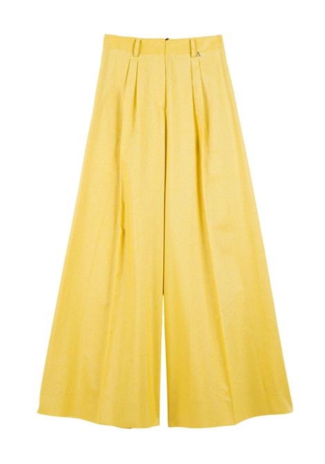 Twinset Pantaloni Palazzo in Cotone e Lino con Lurex  Giallo TWINSET | 261AT207313459