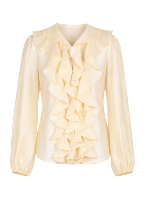 Twinset Blusa con Rouches in Lyocell Blend  Giallo Pastello TWINSET | 261AT223013362