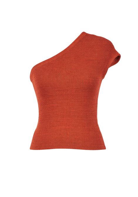 Twinset Top Monospalla in Maglia  Rosso Mattone TWINSET | 261AT305304601