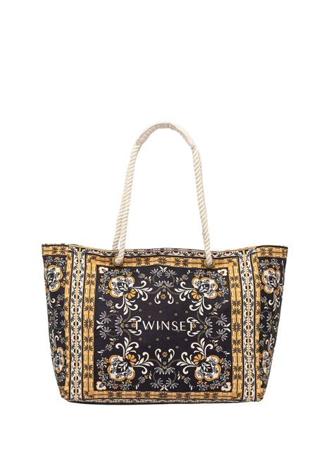 Borsa Shopper in Canvas con Stampa Foulard TWINSET | 261LB7BJJ13225