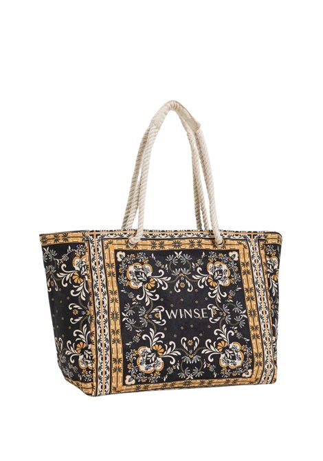Borsa Shopper in Canvas con Stampa Foulard TWINSET | 261LB7BJJ13225