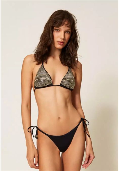 Bikini Triangolo con Ricamo Paillettes e Tanga con Laccetti TWINSET | 261LBMG22 + G8800006