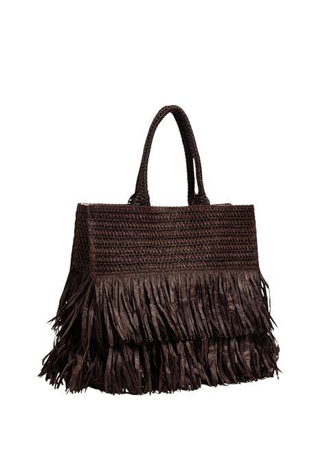 Borsa shopper con frange e logo ricamato TWINSET | 261LM8AAA11946