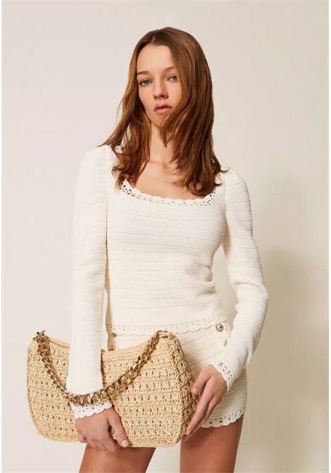 Borsa Hobo Liliane Grande in Rafia Crochet TWINSET | 261TD808000193