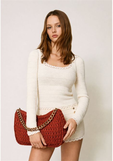 Borsa Hobo Liliane Grande in Rafia Crochet TWINSET | 261TD808013332