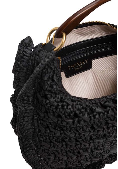 Borsa hobo in rafia intrecciata con dettaglio charm TWINSET | 261TD830100006