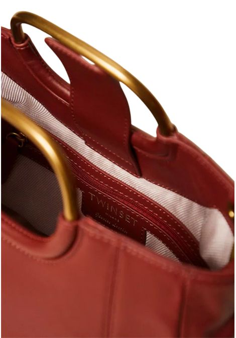 Borsa shopper in pelle con manici in metallo TWINSET | 261TD845113332