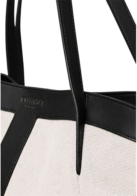 Borsa shopper in canvas e pelle TWINSET | 261TD853000006