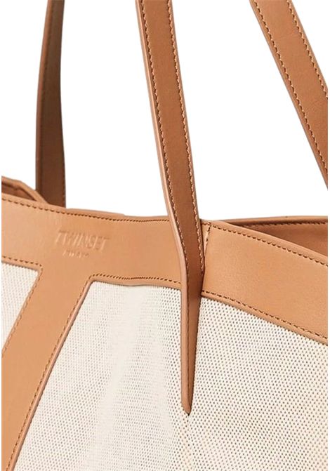 Borsa shopper in canvas e pelle TWINSET | 261TD853012145