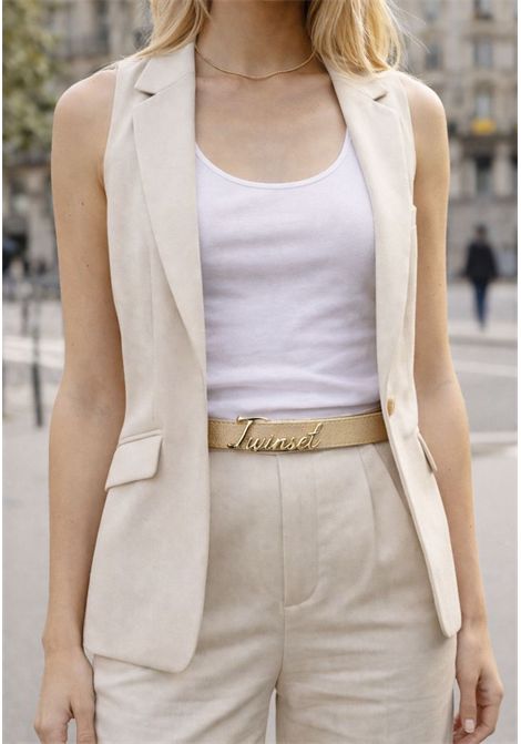 Cintura double face Twinset in pelle  Beige / Oro TWINSET | 261TO529013521