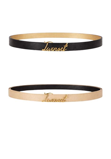 Cintura double face Twinset in pelle  Beige / Nero TWINSET | 261TO529112266