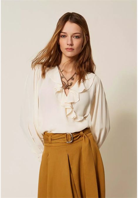Blusa in crêpe de Chine con volant TWINSET | 261TP207300059
