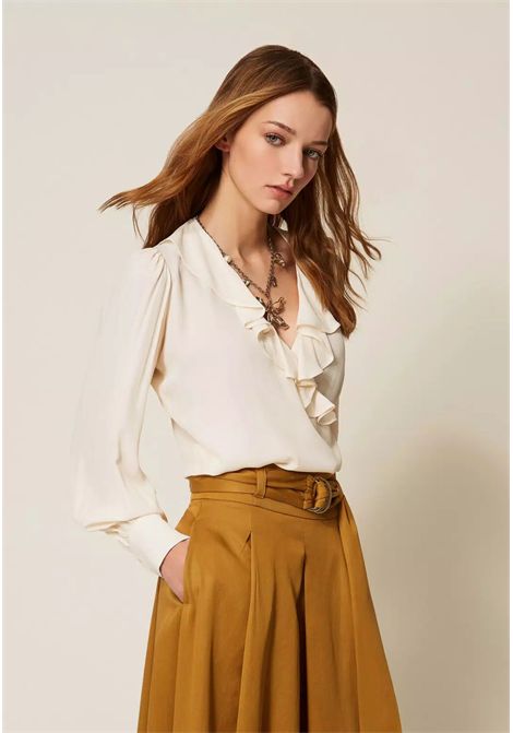 Blusa in crêpe de Chine con volant TWINSET | 261TP207300059