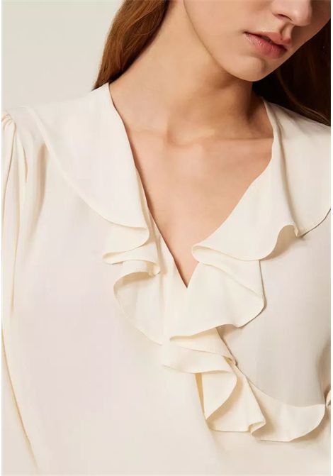 Blusa in crêpe de Chine con volant TWINSET | 261TP207300059