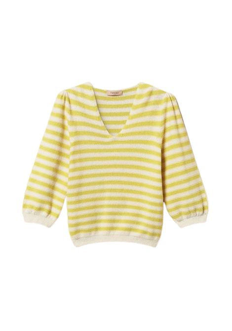 Maglia seamless a righe bicolor in cotone biologico TWINSET | 261TP322013381