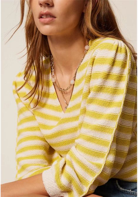 Maglia seamless a righe bicolor in cotone biologico TWINSET | 261TP322013381