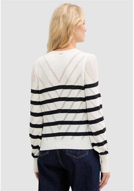 Maglia girocollo a righe in cotone e cashmere TWINSET | 261TP323013382