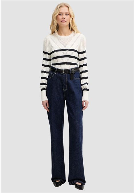 Maglia girocollo a righe in cotone e cashmere TWINSET | 261TP323013382