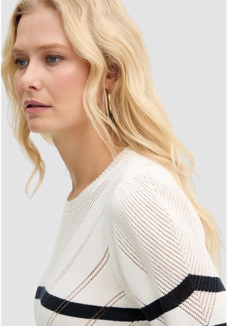 Maglia girocollo a righe in cotone e cashmere TWINSET | 261TP323013382