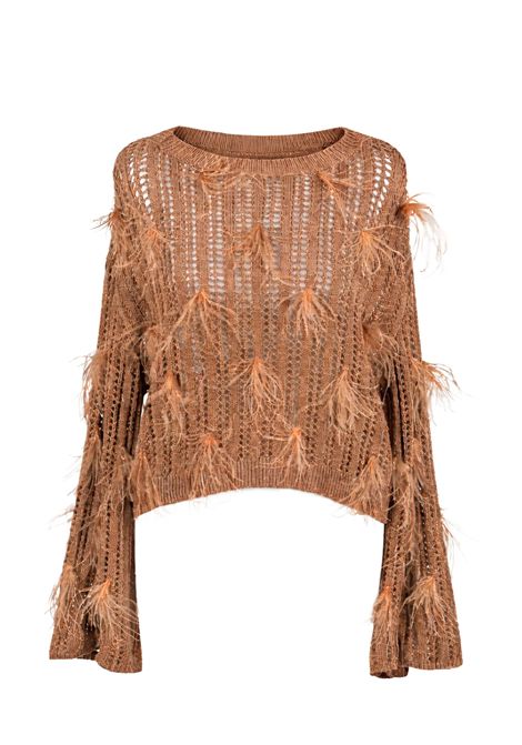 Maglione in maglia fine con piume di struzzo TWINSET | 261TP329213168