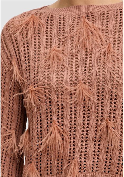 Maglione in maglia fine con piume di struzzo TWINSET | 261TP329213168
