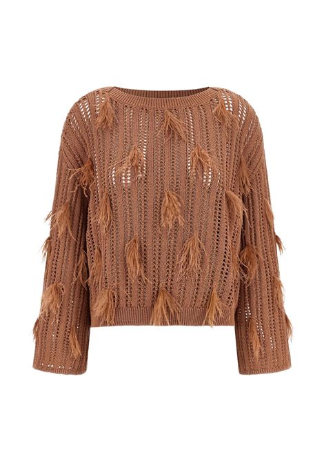 Maglione in maglia fine con piume di struzzo TWINSET | 261TP329213168