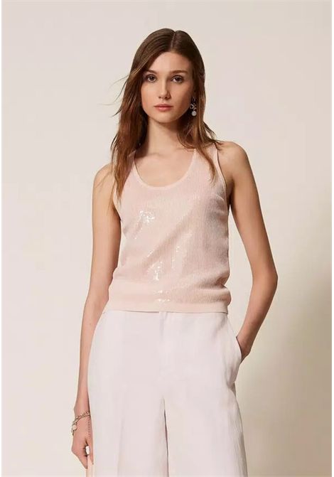 Top in maglia con paillettes TWINSET | 261TP330100570