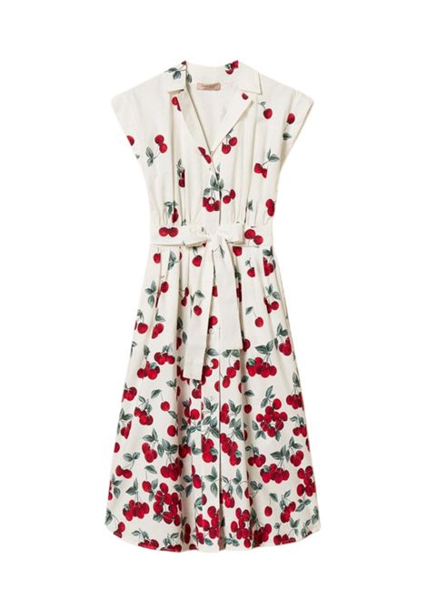 Abito longuette chemisier in popeline con stampa ciliegie TWINSET | 261TT259013503