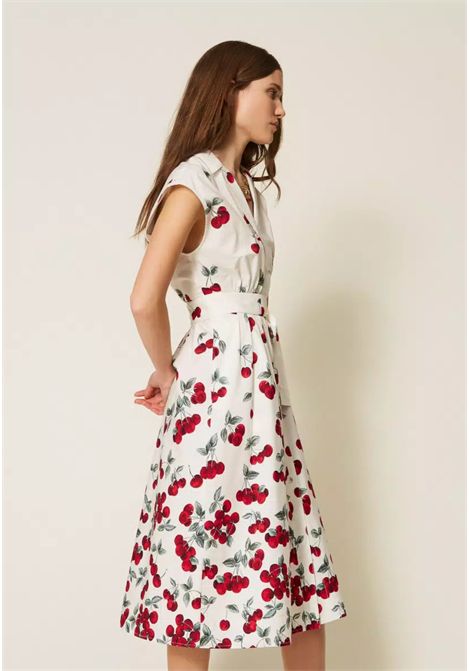 Abito longuette chemisier in popeline con stampa ciliegie TWINSET | 261TT259013503