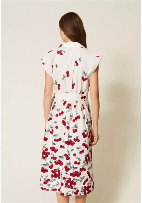 Abito longuette chemisier in popeline con stampa ciliegie TWINSET | 261TT259013503