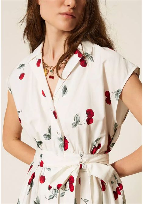 Abito longuette chemisier in popeline con stampa ciliegie TWINSET | 261TT259013503