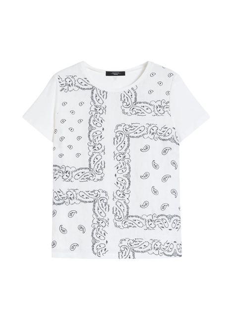 Weekend Max Mara  T-shirt in lino ricamato e jersey di cotone stretch Weekend Max Mara | WKDGENIO01